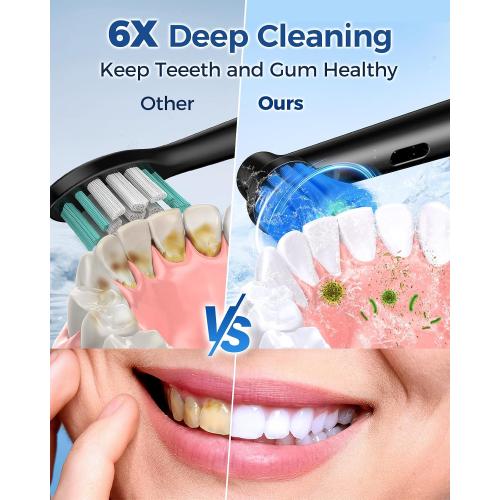 Rotating Electric Toothbrush for Adults with 8 Brush Heads, Sensitive Gum Care Electric Toothbrush with 3 Modes and 2 Min Smart Timer, Rechargeable Last 60 Days