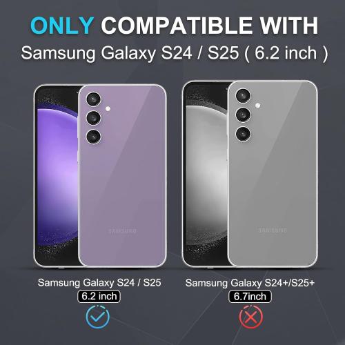 Compatible with Samsung Galaxy S24/S25 Case with Screen Protector Tempered Glass,Heavy Duty Shockproof Full Body Phone Cover Built in Metal Ring Holder Kickstand,2025 Red