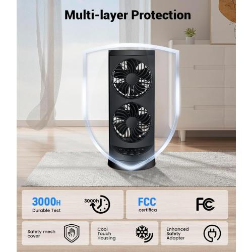 Personal Tower Cooling Fans that Blow Cold Air, Standing Small Desk Fan with 3 Speeds & Timer, 60° & 110° Oscillating Table Fan, Quiet and Safe Electric Floor Fan for Bedroom, Bedside, Home, Office