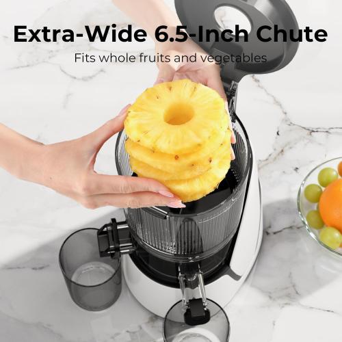 Juicer Machines, 3-in-1 Cold Press Juicer with 6.5 Extra Large Chute, 100oz Large Capacity, AC Motor, Makes Juice, Nut Milk & Sorbet, Bright White