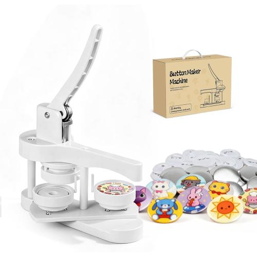 Button Maker Machine 58mm, Professional Badge Making Kit with 50 Parts, No Installation DIY Badge Maker, Pin Press Machine, Kids Craft Kit for Crafts, Schools