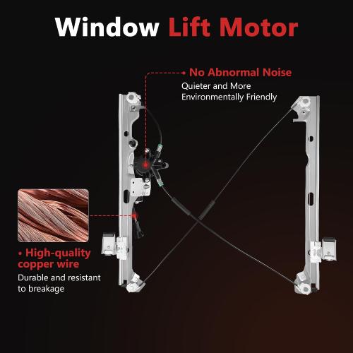 HYR Front Driver Side Power Window Regulator with Motor Fit for 2007-2013 Chevrolet Chevy Silverado 1500/Avalanche/Suburban/Tahoe, GMC Sierra Yukon, 2007-2008 Cadillac Escalade, 741-442 (2 Pins)