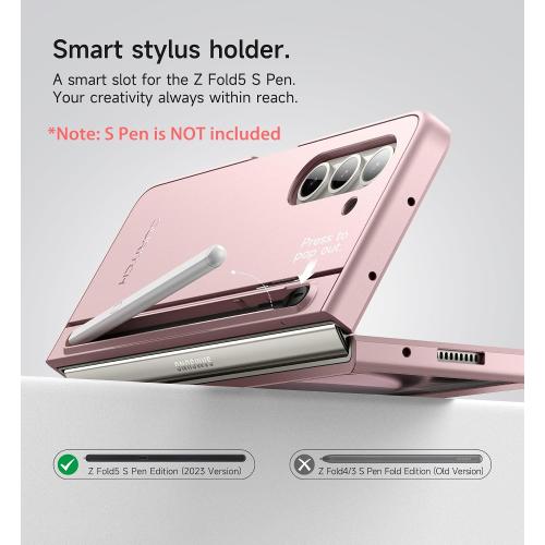 Size Galaxy Z Color Pink SURITCH for Samsung Galaxy Z Fold 5 Case with Kickstand and S Pen Holder [S Pen NOT Included], Phone Case for Z Fold 5 2023 -Light Pink