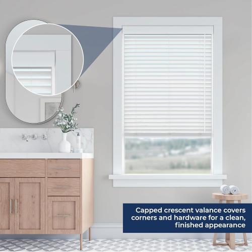 LEVOLOR Basics Cordless Light Filtering Faux Wood Blinds, Easy to Install 2” Blinds for Windows, Timeless Look, Fits up to 30” Width and 64” Length, Home Solution for Any Space or Room