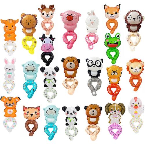 50pcs Assorted Style Cartoon Zoo Animal Inflatable Headbands and 25 Wrist Balloon Wildlife Safari Balloon Hair Hoop Animals Balloons Bracelets for Jungle Theme Birthday Party Favors