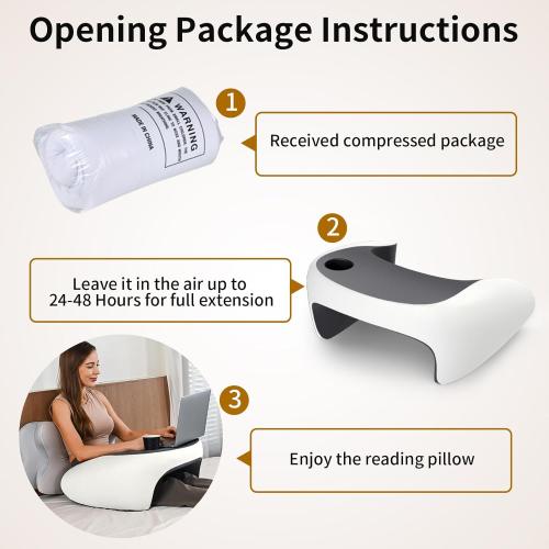 Reading Pillow, Lap Desk Pillow for Adult, Memory Foam Gaming Pillow for Arm Support, Arm Rest for Working, Crocheting, Playing Game or Siting in Bed, Floor, Sofa (White)