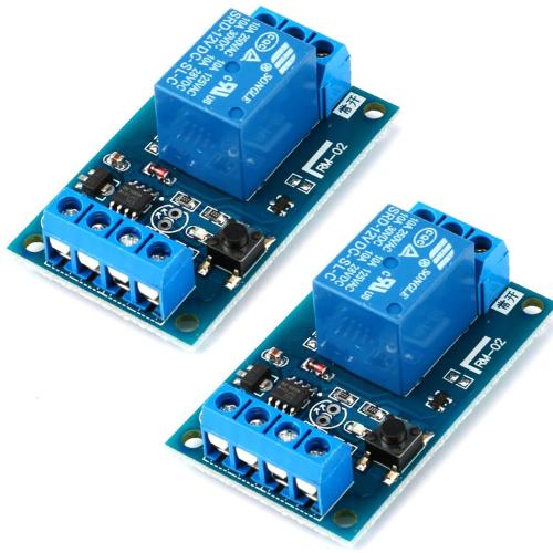 2 Pack 12V Single Bistable Self-Locking Relay Module Bond Button Bistable Relay Module Modification Switch One Key Start