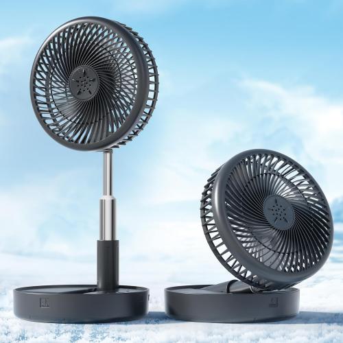 Primevolve Battery Operated Fan,Portable Rechargeable USB Floor Table Desk Fan with Adjustable Height, 4 Speed Settings Pedestal Fan for Bedroom Camping Travel,Black 7.7