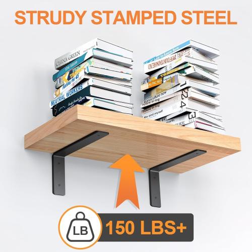 Heavy Duty Shelf Brackets 10 Inch, 6 Pack Floating Shelf Brackets, L Wall Shelf Bracket for DIY Decorative with Mounting Hardware