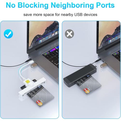 Type C CAC Reader, DOD Military USB C Common Access CAC Card Reader, USB C Smart Card Reader PIV CAC Reader Credit Card Reader Compatible with Windows, Mac OS(Mini Fold and Portable Type C)