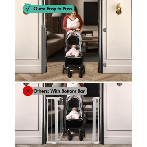 Retractable Baby Gates, Mesh Dog Gate for Doorways, 33.6 Tall, Expands to 55 Wide,Pet Safety Essential Fit for Baseboards, Wide Toddlers Gates for Hallways, Indoor & Outdoor,Grey
