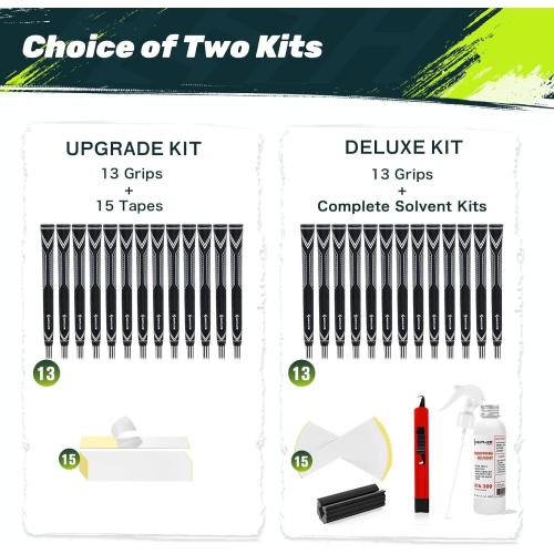 SAPLIZE High-performance Rubber Golf Grips 13 Pack, High Shock Absorption, Non-slip, Choose, Std/Mid/Jumbo, CC10 Series