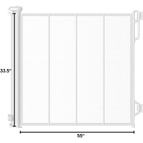 SPACEANY Reinforced Retractable Baby Gate or Mesh Dog Gate,Easy to Use for Stairs, Doorways, Hallways, Indoor, Outdoor, Wide Pet Gate 33.5 Tall, Extends to 55 Wide, White