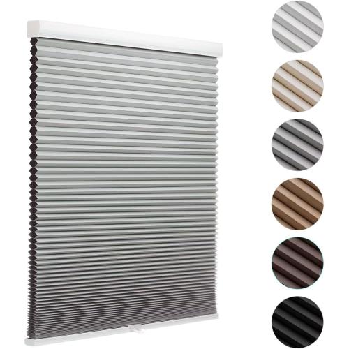 MYshade Blackout Cordless Cellular Shades Honeycomb Shade for Indoor Windows Room Darkening Blinds for Home Office Pull Down Window Shades Easy to Install 31.5 inch Wide, H72 Grey Pleated Shade