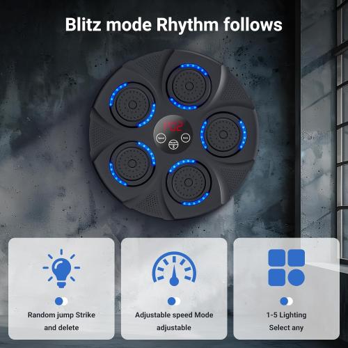 Music Boxing Machine, Bluetooth, Portable Electronic Music Boxing Machine with Boxing Gloves, Adult & Kids Training Equipment for Home, Gym, Office Fitness Workout