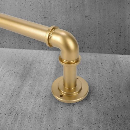 OLV Gold Industrial Curtain Rods for Windows 66 to 120 Inch(5.5 to 10 Feet), 1 Inch Diameter Blackout Wrap Around Adjustable Heavy Duty Window Drapery Rods, Indoor and Outdoor