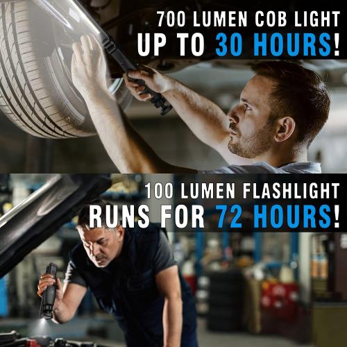 Dr. Prepare LED Work Light, 700 Lumens Foldable Rechargeable Work Light, 3200mAh Cordless Portable Magnetic COB LED Inspection Light for Car Repair, Home, Garage, Emergency
