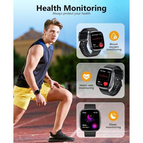 Smart Watches, 1.72 Smartwatch for Men Women (Answer/Make Call), Fitness Tracker with 100  Sport Modes, IP68 Waterproof, Heart Rate/Sleep/Spo2 Monitor, Activity Tracker for Android iOS