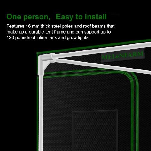 MELONFARM 4x4 Grow Tent, 48x48x80'' High Reflective 600D Diamond Mylar Canvas with Observation Window and Floor Tray for Hydroponic Indoor Plant Growing