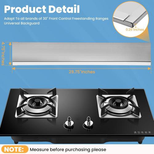 11NBBKGDDS Universal Front Control Freestanding Range Stainless Backguard with 29.75 W×4.75 T×0.25 D Compatible with all brands of 30 Backsplash & Stove,Include Frigidaire Whirlp