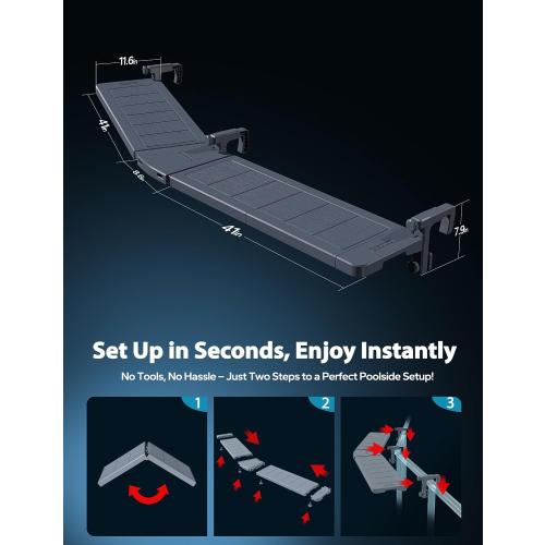 POOLHACKER Poolside Bar Extended, [Original] Swim Up Bar Exclusively for Above-Ground Round Pools. Patio Poolside Table Smart Fold Easy Maintenance, Weather Resistant Stable Tabletop ‼️may be missing or broken pieces and mild stains ‼️