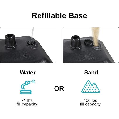 medium Rectangular Patio Umbrella with Base, Outdoor Table Market Tilt Umbrella with Stand