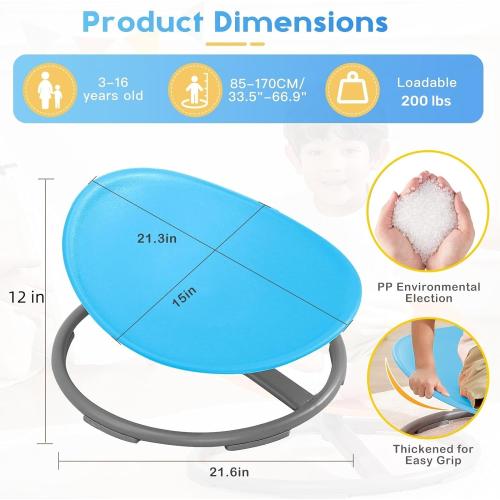 BABAMU Spinning Chair for Autistic Kids, Sensory Swivel Chair, 220LBS Weight Capacity, Autism Sensory Products, Autism Toys, Sensory Toy (Blue, Egg)