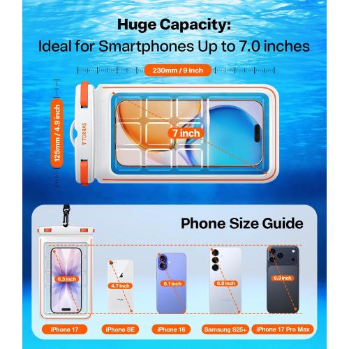 TORRAS IPX8 Waterproof Phone Pouch Floating, Underwater Screen Touchable