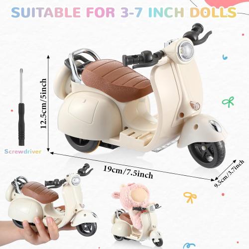 Scooter for Labubu with Light and Music, Have A Seat for Labubu Accessories, Mini Electric Doll Scooter Interactive Decor Desktop Ornaments for Labubu Collectors