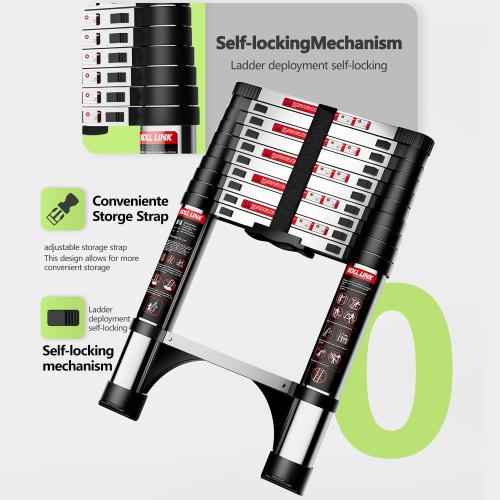 Telescoping Ladder,14.5 FT Aluminum Lightweight Extension Ladder with 2 Triangle Stabilizers, Heavy Duty 330lbs Max Capacity