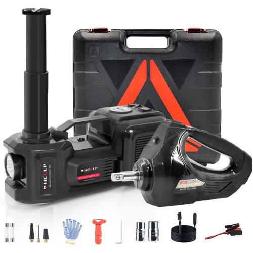 E-HEELP Electric Car Jack Kit 5Ton 12V Hydraulic Car Jack Lift (Lifting Range: 6.1~17.7 inch) with Electric Impact Wrench for SUV MPV Sedan Truck Change Tires Garage Repair