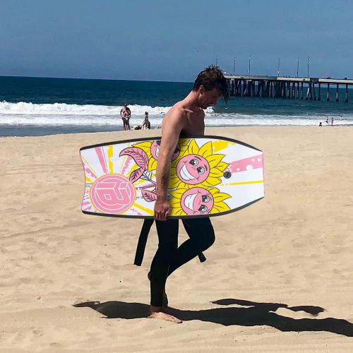 Bodyboard with Wrist Leash Lightweight Body Board for Adults with EPS Core 37 Inch Choose Color, PINK