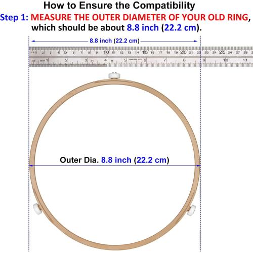 8.8 Microwave Turntable Ring with 15 mm Rollers, Microwave Oven Tray Support, Glass Plate Rotating Roller Ring, Ring Outer Diameter 8.8 inch (22.2 cm), Roller Height 15 mm