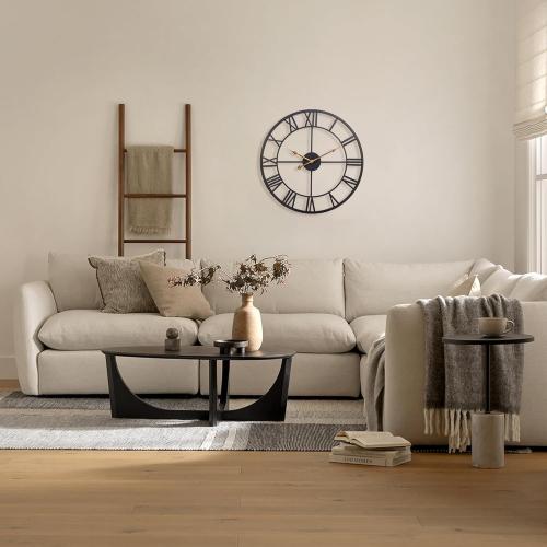 Large Outdoor Clock, Vintage & Antique European Industrial Decorative Metal Roman Outdoor Clock, Silent Battery Operated Skeleton Iron Wall Clock Garden/Patio/Pool/Fence-18 Inch, Golden Hand