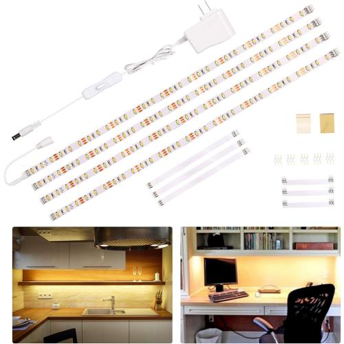 WOBANE Under Cabinet Lighting Kit,Flexible LED Strip Lights Bar,Under Counter Lights for Kitchen,Cupboard,Desk,Monitor Back,Shelf,6.6 Feet Tape Light Set,ETL Listed,120 LEDs,1100lm,2700K WarmWhite
