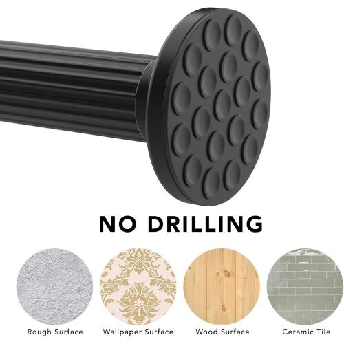 Umimile Tension Curtain Rod, 51-86” Spring Shower Curtain Rod | Closet Rod for Windows or Shower, Easy to Install, No Drilling, No Rust, for Bathroom, Rod Diameter 1.26 Inches, Black