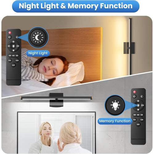 Modern Bathroom Vanity Light 40 inch, 22W Dimmable 6CCT Led Bathroom Light Fixture Over Mirror, Black Bar Vanity Light for Mirror FCC Certificated