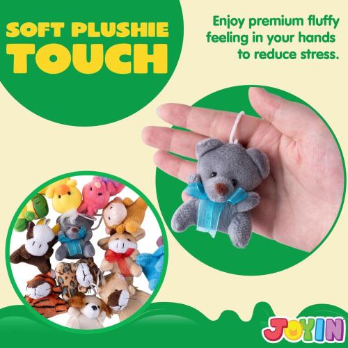 JOYIN 36 Pack Mini Animal Plush Toy Assortment (36 Units 3 Each),Bulk Stuffed Animals Party Favors for Kids, Small Animals Plush Keychain Decoration, Carnival Prizes, Easter Treasure Box Toys