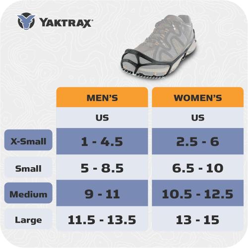 SIZE L....Yaktrax Walk Traction Cleats - 360-Degree Grip on Snow, Ice, & Multi-terrain Surfaces - Elastic Outer Band w/ Easy-On/Off Heel Tab & 1.2mm Zinc-coated Steel Coils - Abrasion & Rust Resistant - Unisex