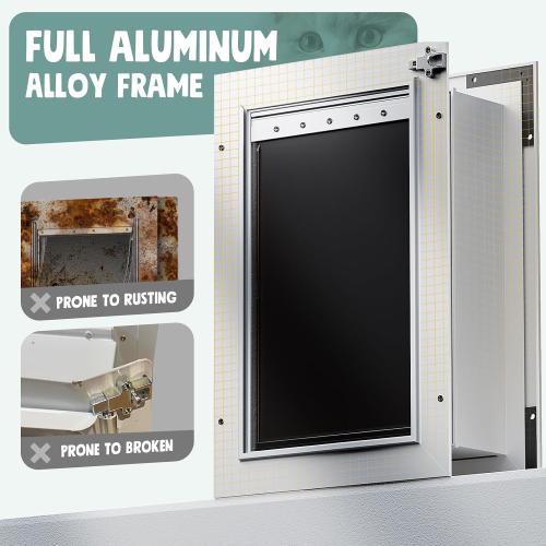 3-Flap Insulated Aluminum Dog Door for Walls, Heavy-Duty Telescoping Pet Door with Dual Security Locks & Magnetic Flaps, Closing Panel, Large, Pets Up to 110 LB