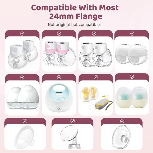Flange Sizing Kit 3 in 1 with 10PCS Flange Inserts 13/15/17/19/21mm, Silicone Breast Pump Flanges Insert Kit for 24mm Electric Breast Pump, Pumping Breastfeeding Essentials Kit for New Mom