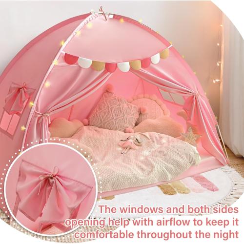 Razee Twin Bed Tent for Kids, Twin Size Bed Tents Indoor Toddler Canopy Privacy Playhouse on Bunk Sleep Inside Drafty Room for Girls, Pink, Kid House Toys for Girl Birthday Gift