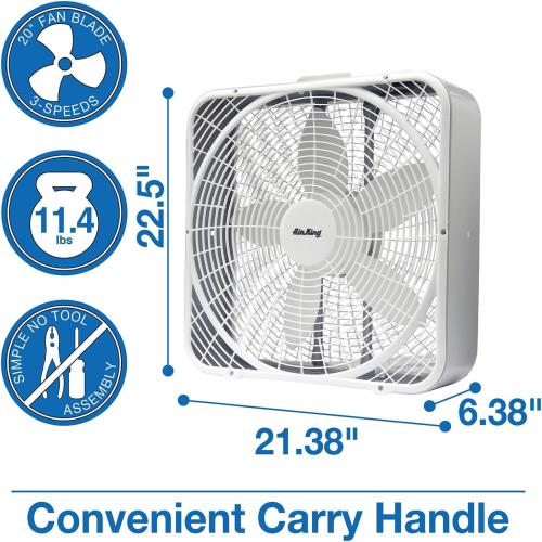 Air King 9723 20-Inch 3-Speed Box Fan , White