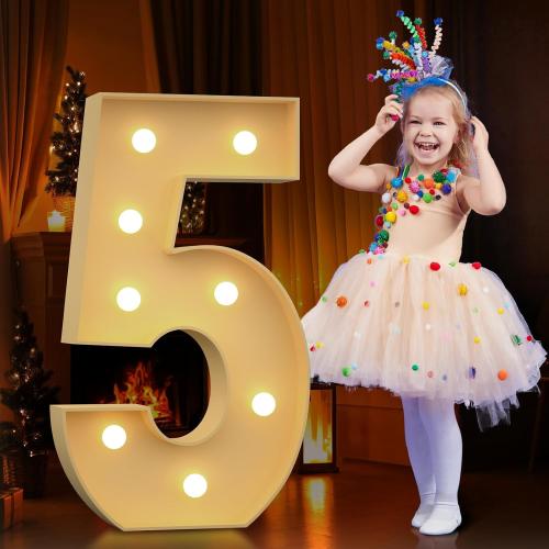 3FT Marquee Numbers 5 Large Light Up Numbers for 5th 25th 50th Birthday Party Decorations Girl Boy Anniversary Light Up Sign Outdoor Pre-Cut Foam Board Kit