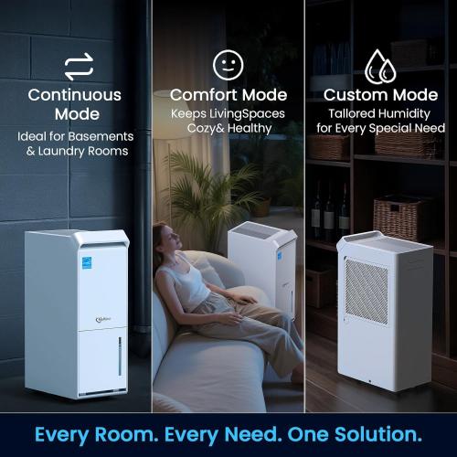 4,500 Sq.Ft Most Efficient Energy Star 2025 Dehumidifier,Vellgoo Max 70 Pint/D (Standard 56 Pint/D) Dehumidifier for Basement with Drain Hose, Smart Humidity Control, for Home, Bathroom, Garage