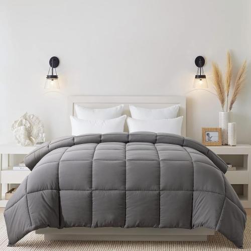 Comforter (Dark Grey, Full) - All Season Soft Quilted Full Size Bed