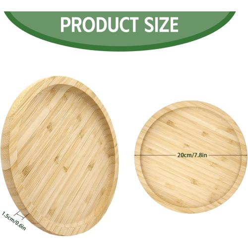 YOUKE OLA 16 Pack Bamboo Round Plates Bulk Serving Tray Wooden Serving Platter with stand Charcuterie Serving Board with Rim for Laser Engraving DIY Gift 8 Inch, 16PCSROUND