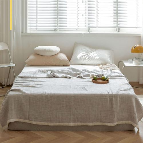 Air Conditioning Blanket, 100% Cotton Nap Blanket Sheet, Breathable Comfortable Bed Throws, All-Season Machine Washable Towel Quilt for Home Decoration