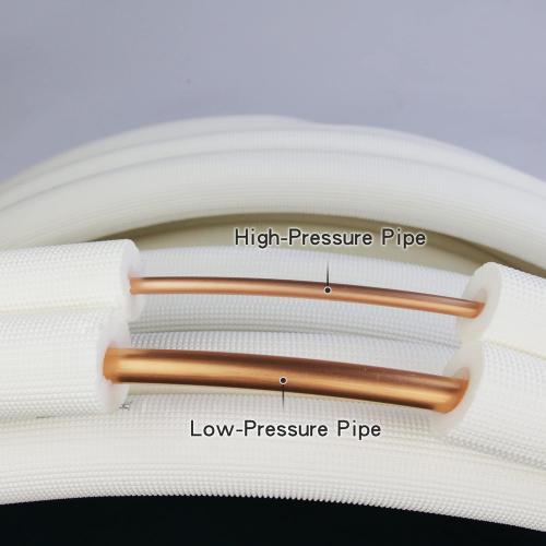 50ft Length Mini Split Line Set 1/4 3/8 OD Copper Pipes Tubing and 3/8 White PE Thickened Insulated with Flared Nuts for Mini Split Air Conditioner HVAC or Heat Pump for 9000BTU (1/4 3/8 with wires)