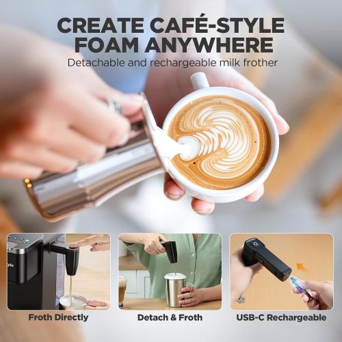 Tastyle Single Serve Coffee Maker with Built-in Detachable Milk Frother